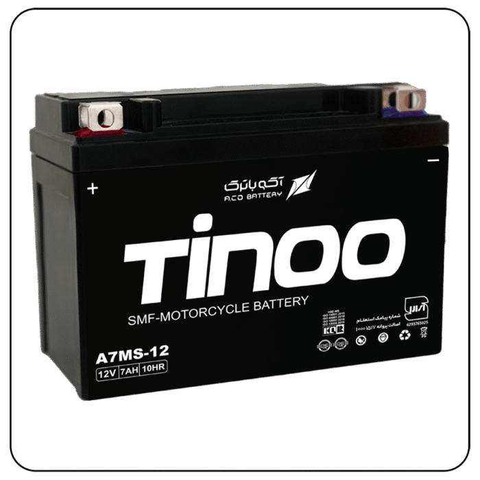 باتری موتورسیکلت 7 آمپر ساعت کوتاه تینو آکو باتری - Image 1