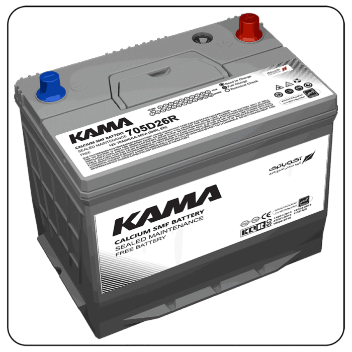 باتری خودرویی 70 آمپر کاما پایه بلند معمولی آکو باتری - D26 - Image 1